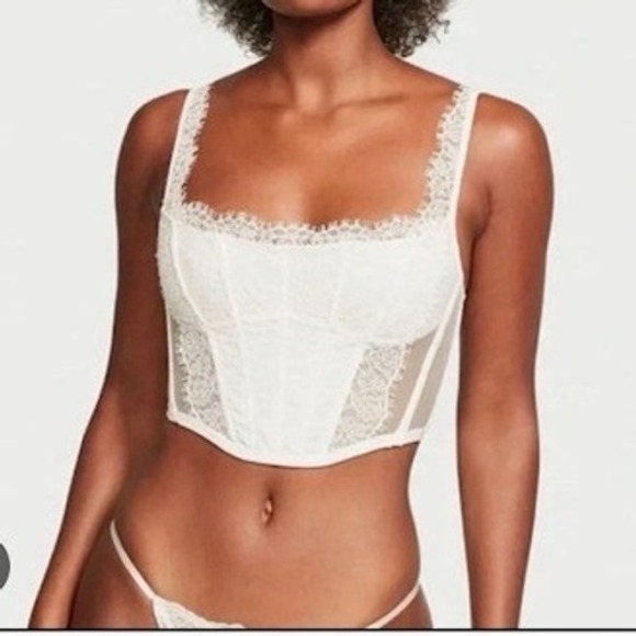 Victoria's Secret Tops - Victorias Secret Dream‎ Angels Lace Corset Bustier Top Ivory White Small-DD NEW